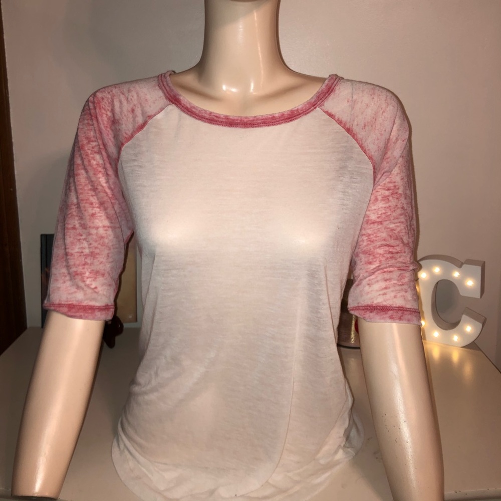 Pink and White Women’s Baseball Tee